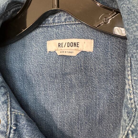 RE/DONE Oversized Crop Shirt in Rustic Indigo Size Large - Picture 4 of 6